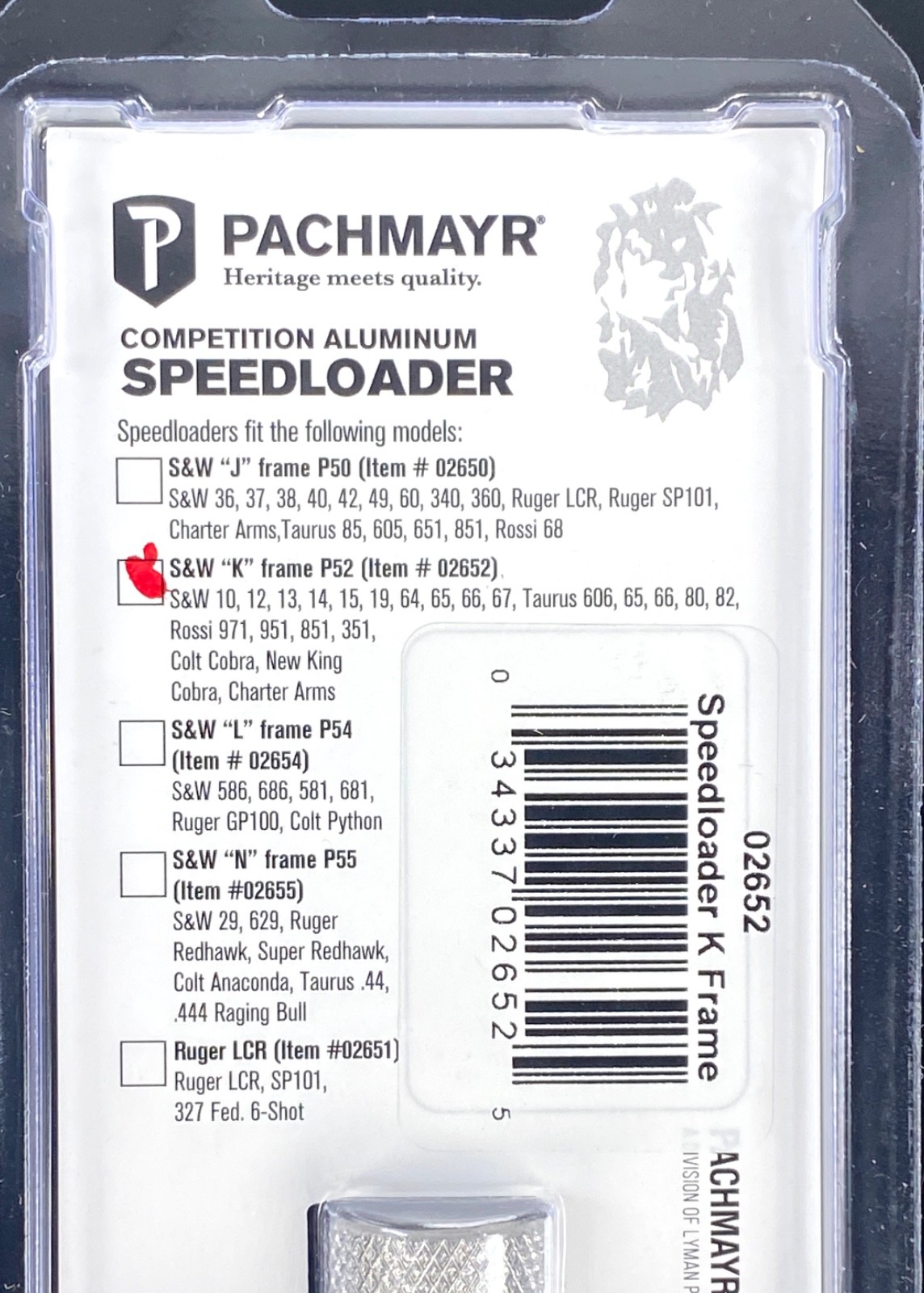 Pachmayr K Frame Competition Aluminum Speedloader 6 rd 38/357 *2 PACK* - 02652