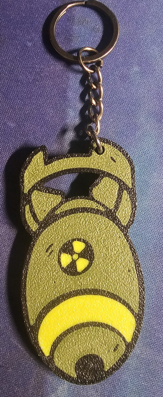 3D PRINTED FALLOUT NUKE KEYCHAIN NOSTALGIA RETRO BETHESDA SOFTWARE