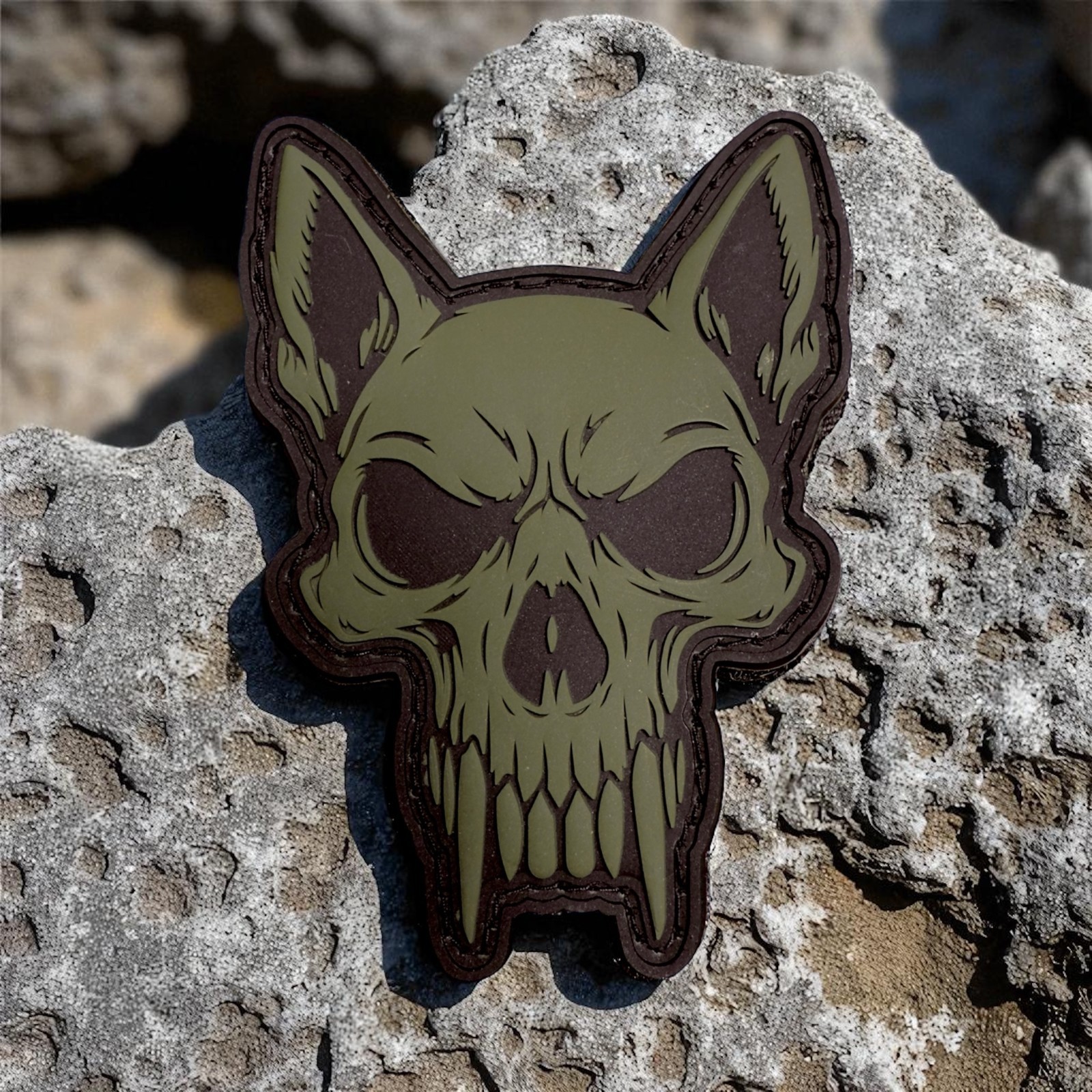 OD Green K9 Skull Morale PVC Patch