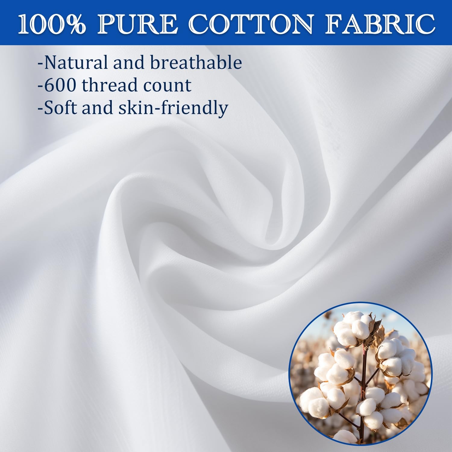 Precoco White Pillow Cases Standard Size-100% Cotton 2 Pack,