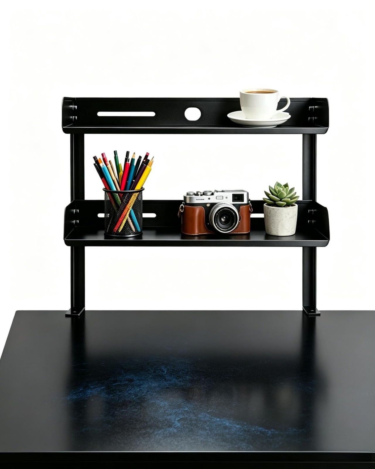 Yuxh Desk Clamp Shelf 15 Inch, Black | Space-saving, clip on or under shelf f...