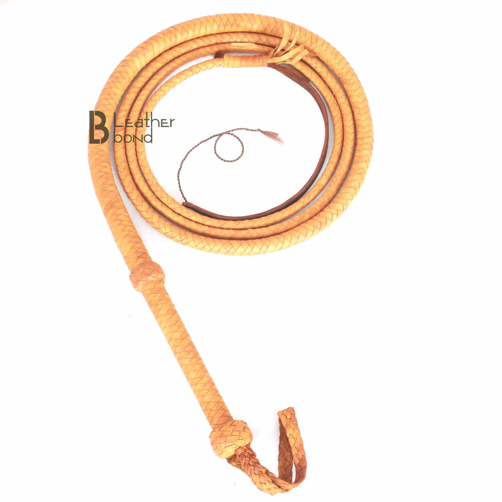 Real Leather Tan Bull Whip 4, 6, 8, 10, Feet 8 Plaits Indian Jones Bullwhip