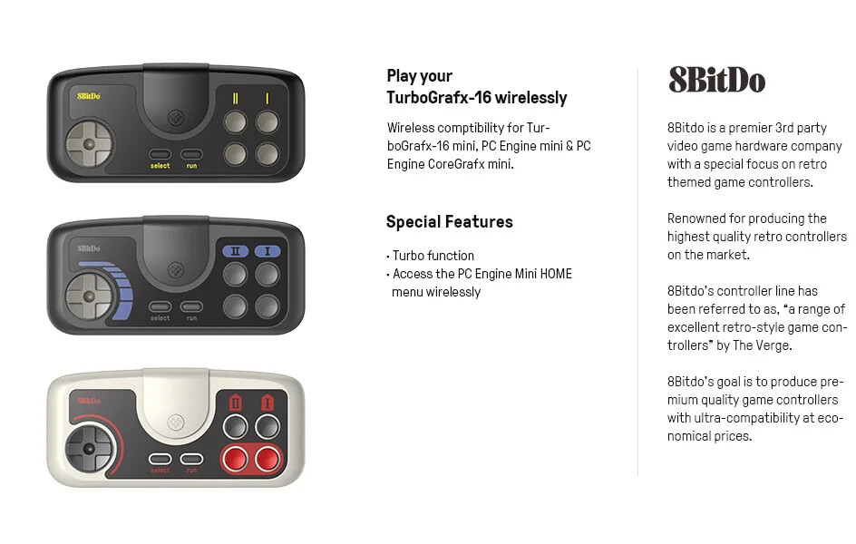8Bitdo PCE 2.4G/TG 16/PCE Core 2.4G Wireless Gamepad Controller For Switch