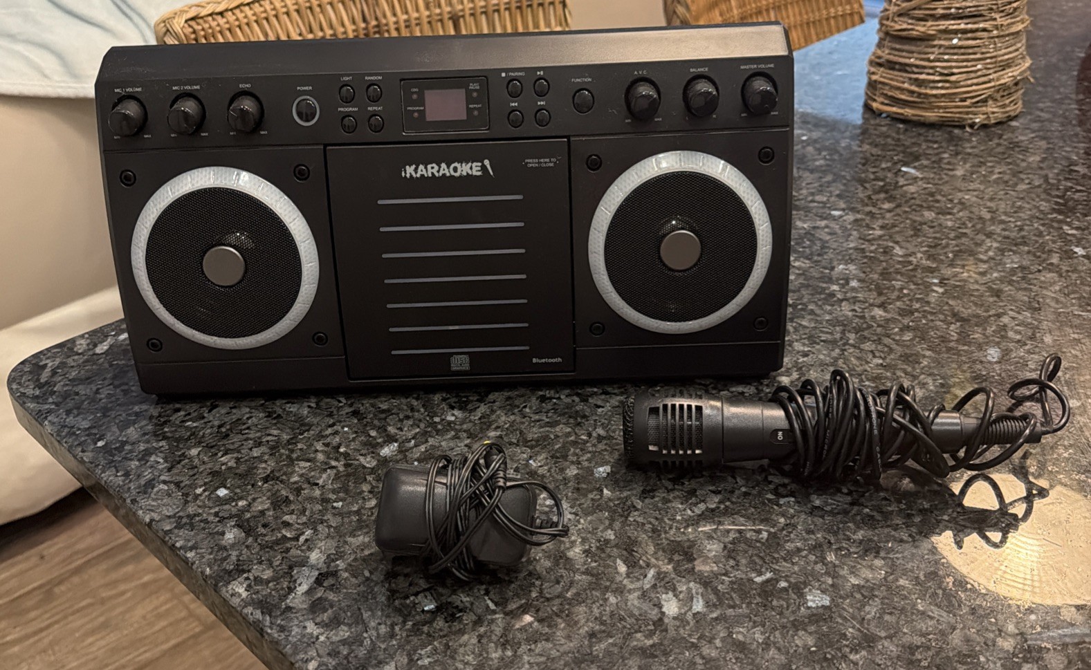 AKAI KS303-BT Bluetooth Karaoke System Light Effects W/ Mike & Power Adapter
