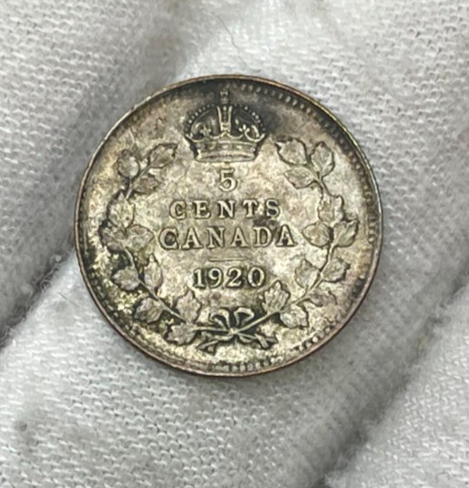 1920 Canada 5 Cents Silver Coin