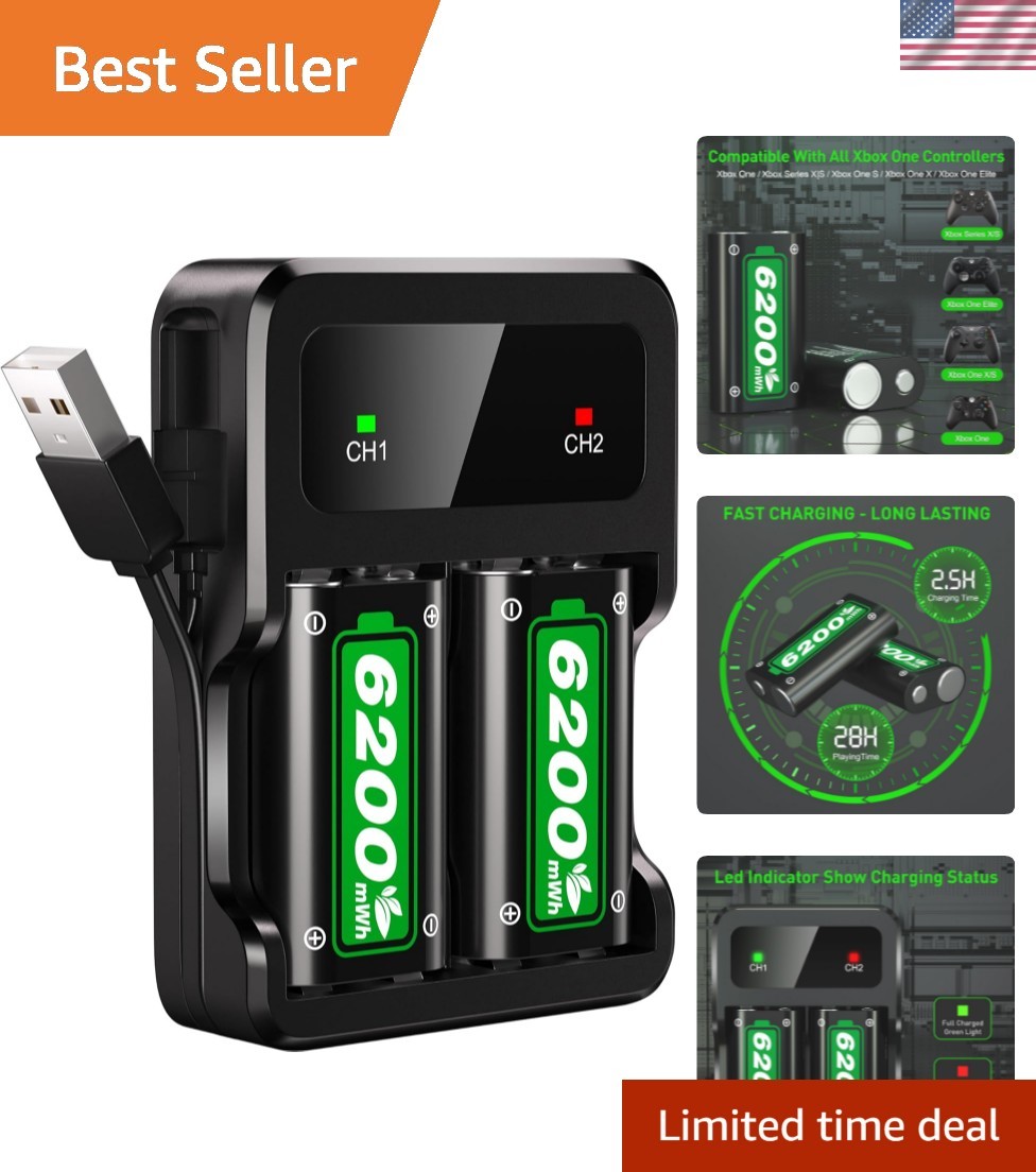 Durable Xbox Rechargeable Battery Pack with Charger - 28 Hours of Playtime
