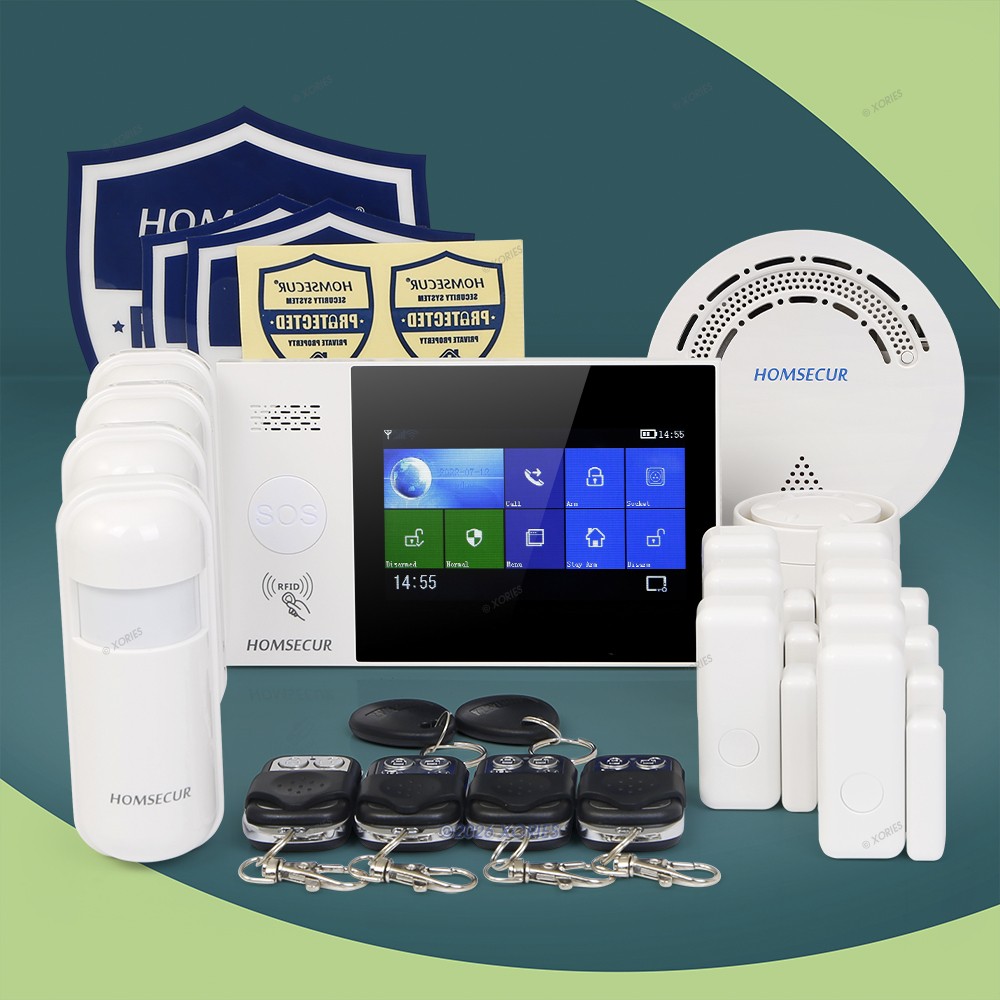 HOMSECUR Wireless WIFI 4G LCD Burglar Intruder Alarm System+4*PIR+Door Sensor