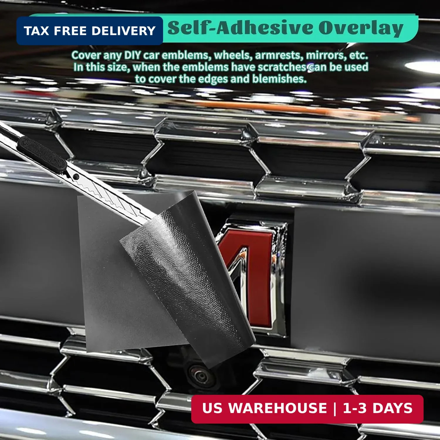 Compatible with Bowtie Emblem Wrap Kit GMC Logo Overlay Vinyl Wrap with Squeegee
