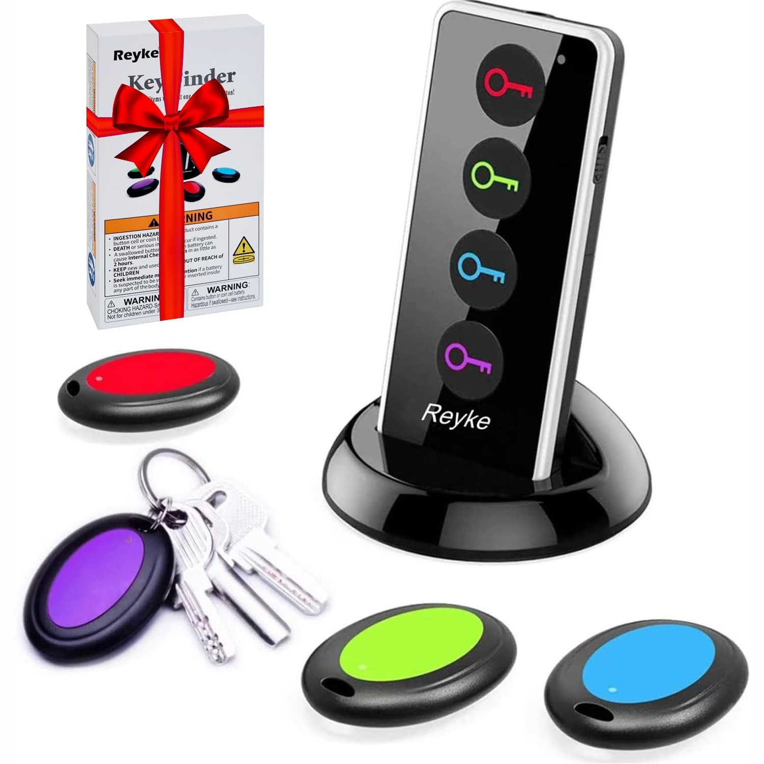 RF Key Finder Wireless Item Locator Tracker 4 Tags 131ft Range 80dB