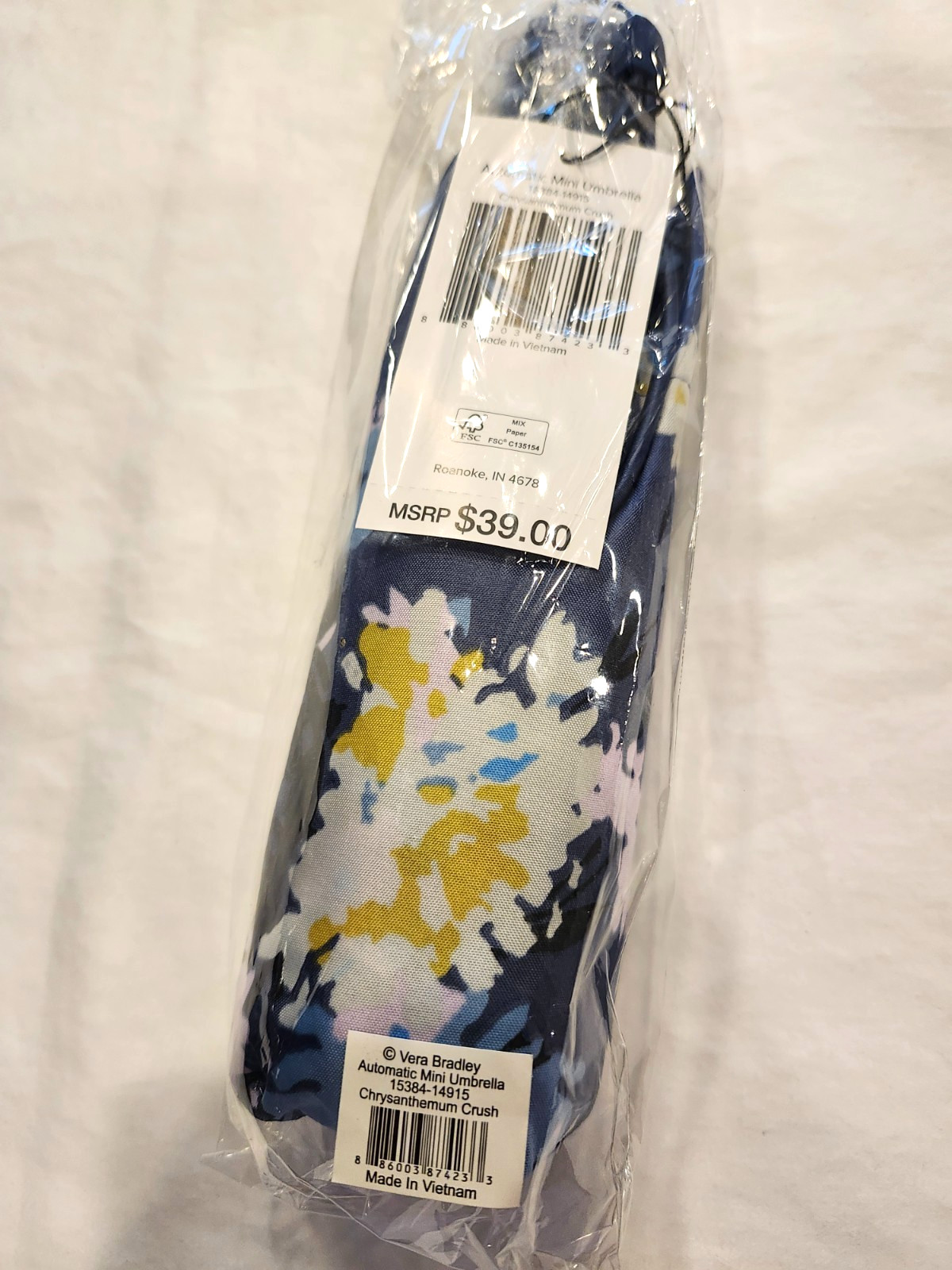 Vera Bradley Automatic Mini Umbrella Chrysanthemum Crush NWT