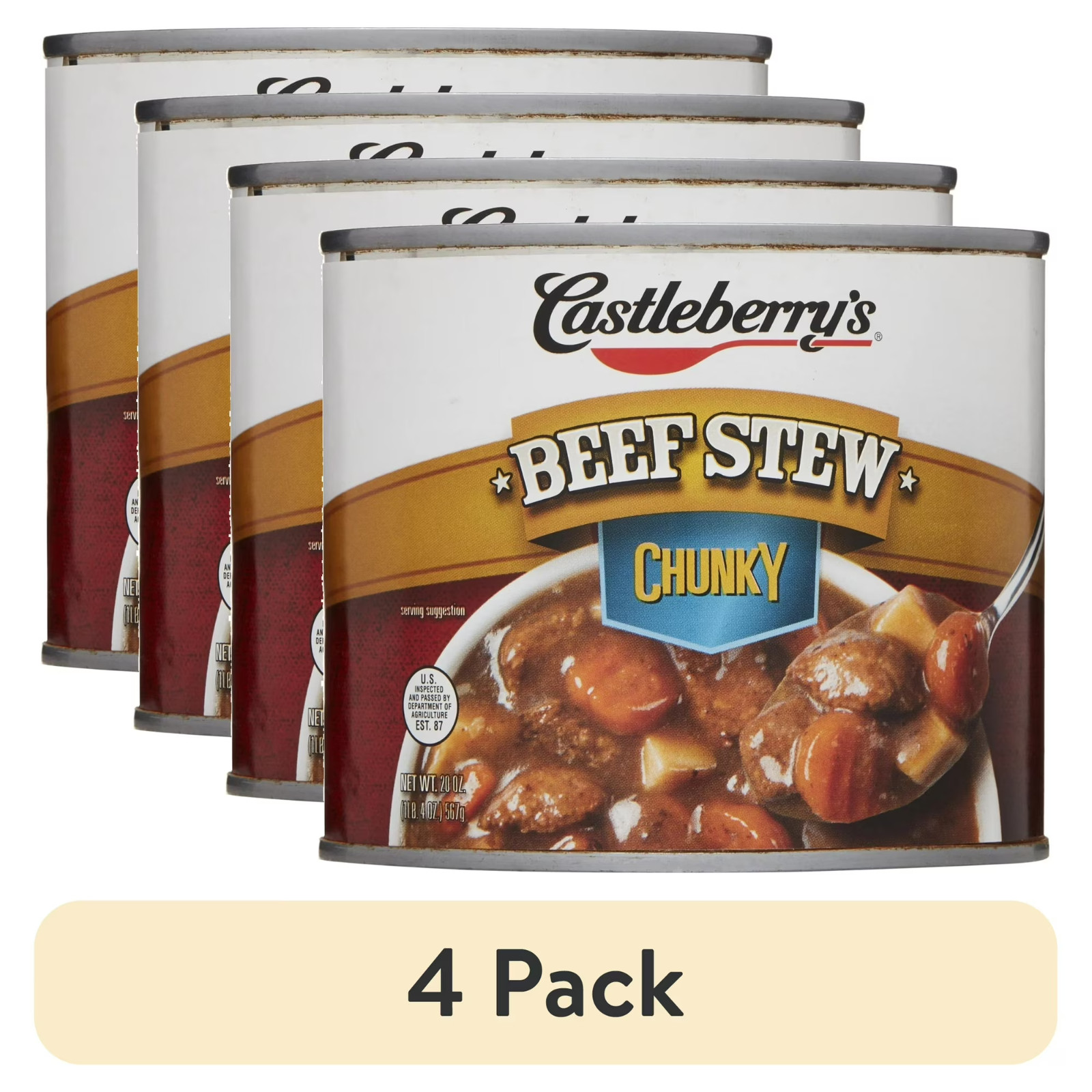 (4 pack) Castleberry's Chunky Beef Stew, 20 oz Can