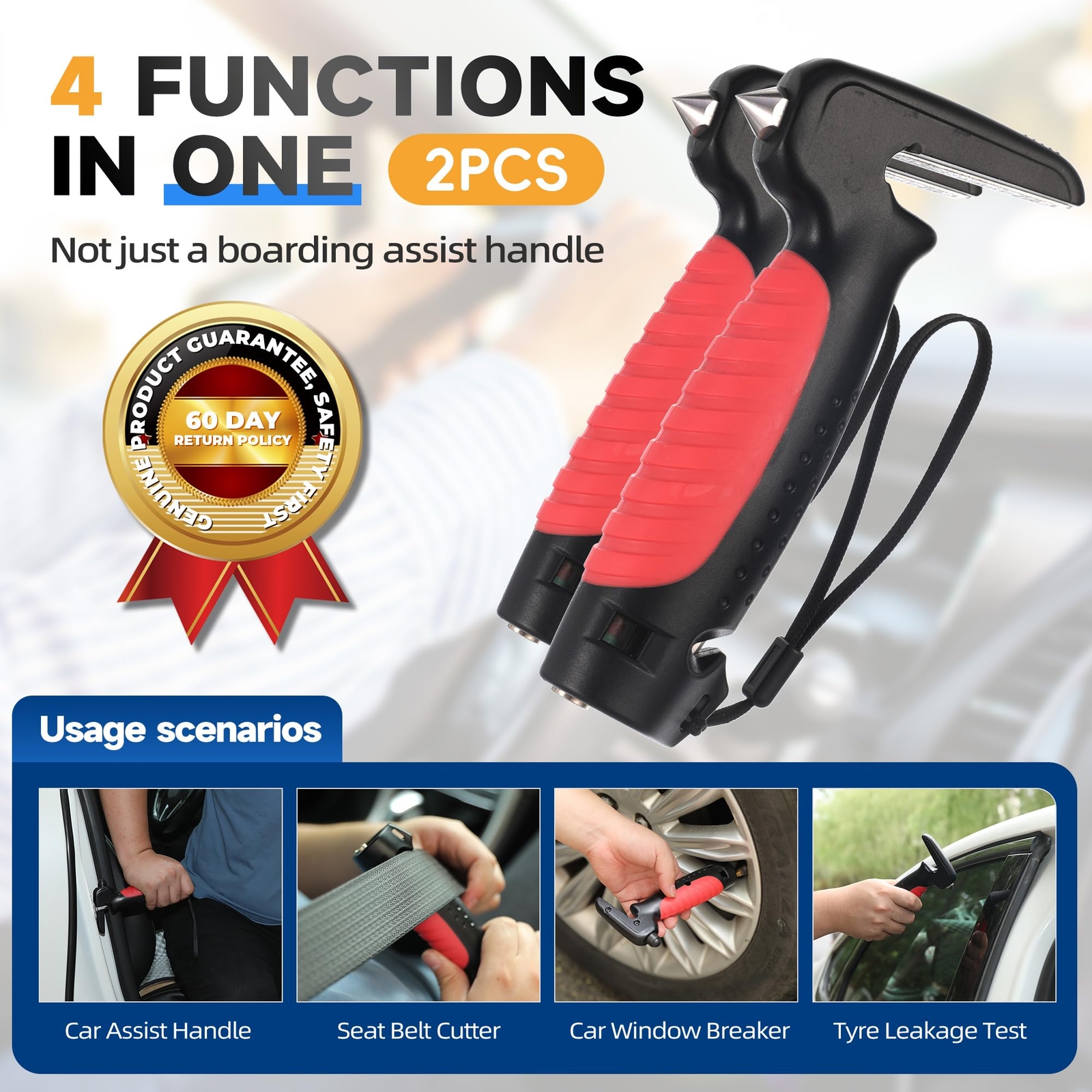 4 in 1 Car Door Handle Assist for Elderly 2PCS - Multifunction Car Transfer A...