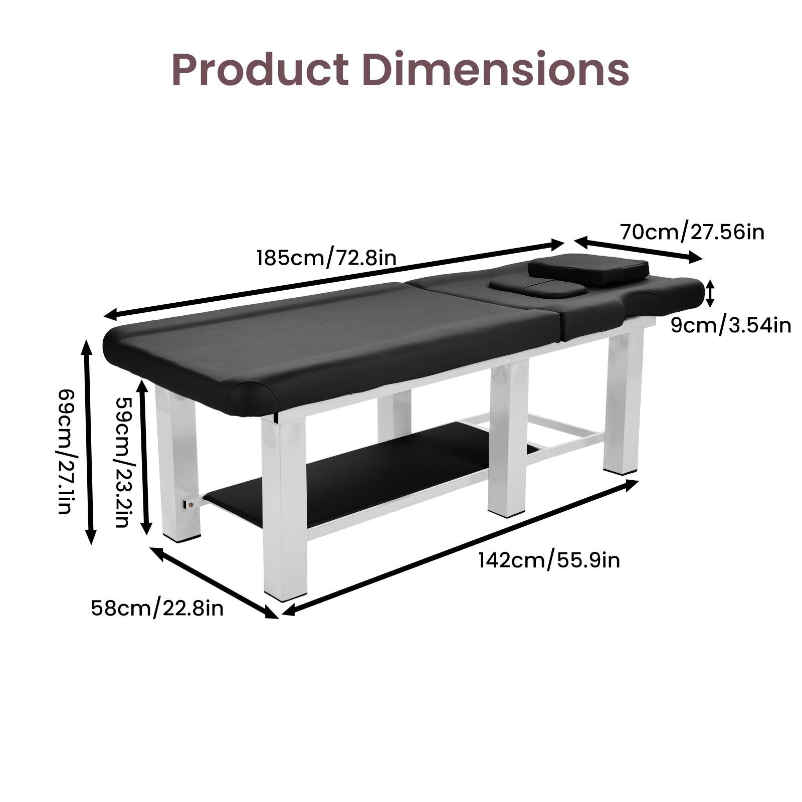 Stationary Massage Table w/ Backrest for Treatment Table Physical Therapy Table