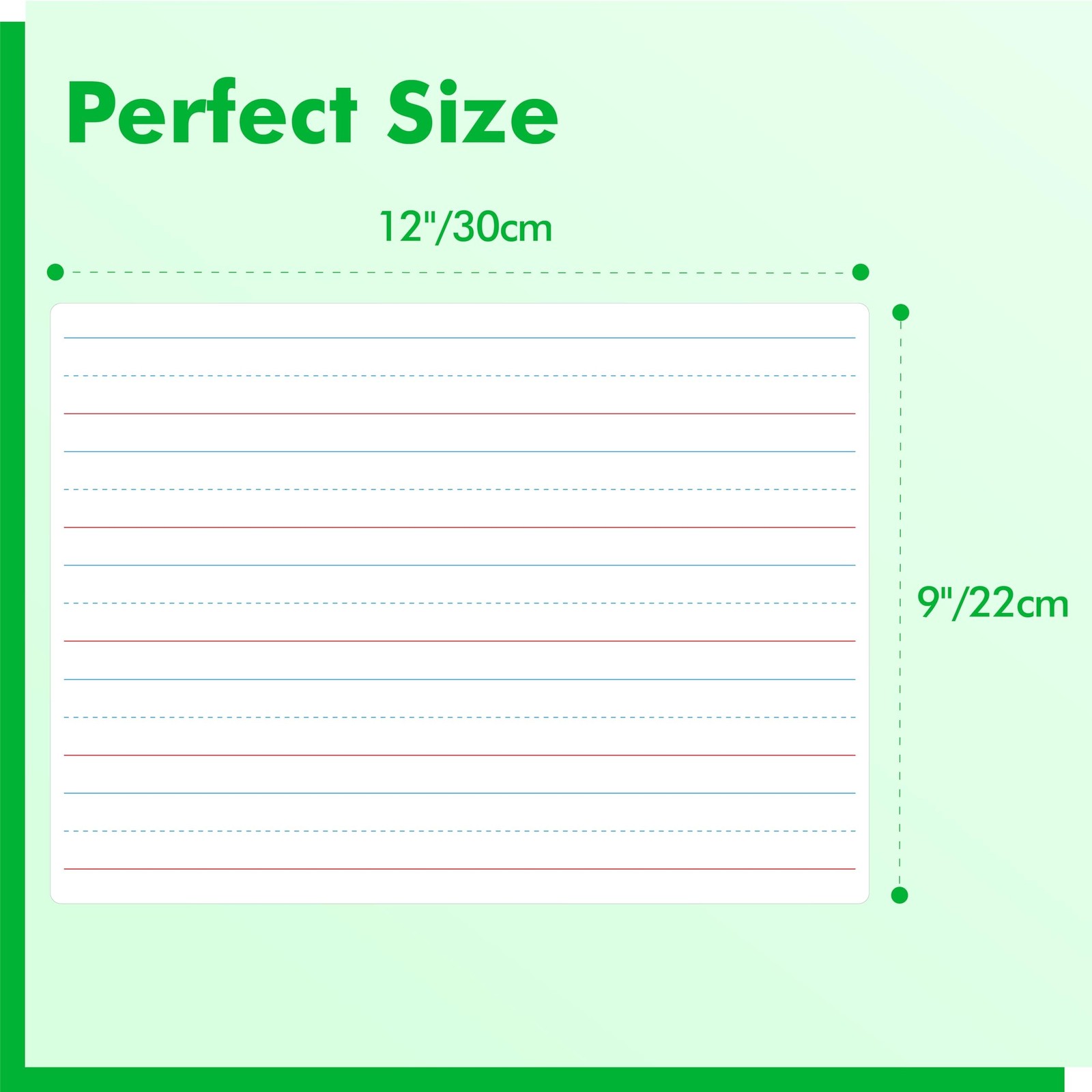 8 Sheets Dry Erase Lined Whiteboard, Double Sided Ruled Writing Board & Handw...
