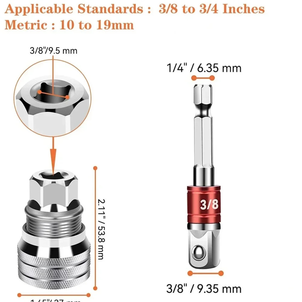 10-19mm Universal Socket Tool Adjustable Multifunction Wrench Sleeve Adapter Kit