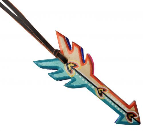 Hand painted tie on saddle arrow with heart design