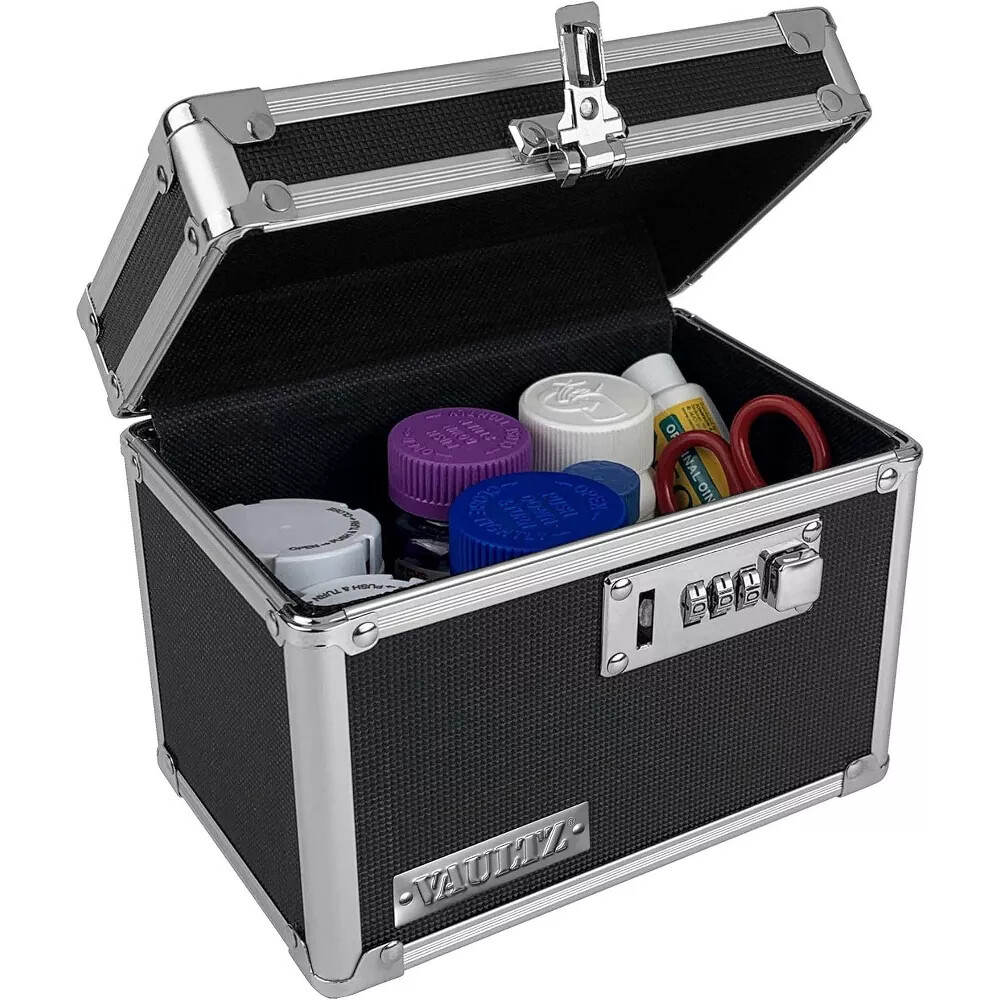 Vaultz Locking Medicine Box Black Perfect Size w/3-Digit Combination Lock 1 Ct