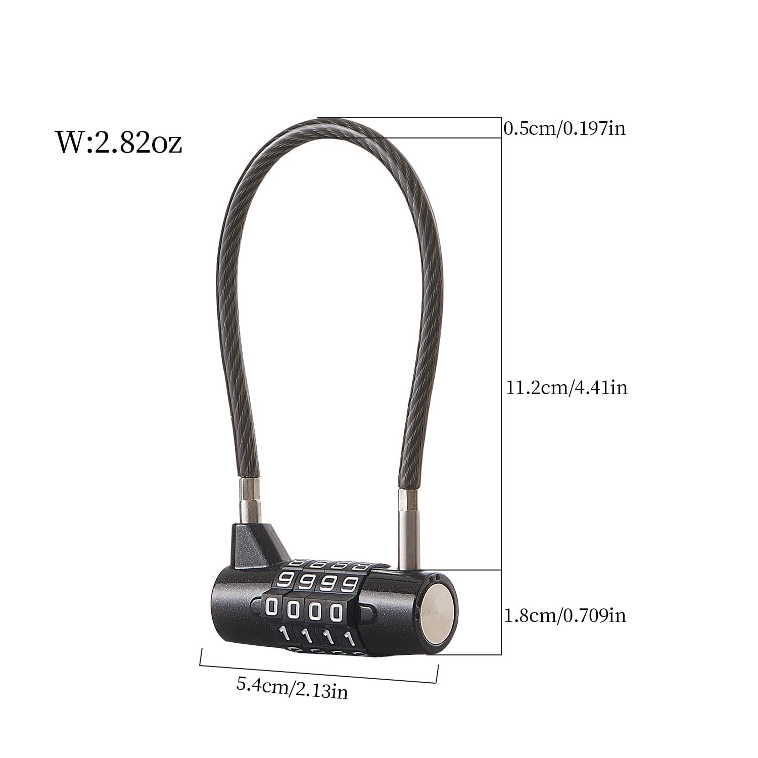 EASTDEER 4-Digit Combination Cable Lock, 7" - Gym Locker & Toolbox Security