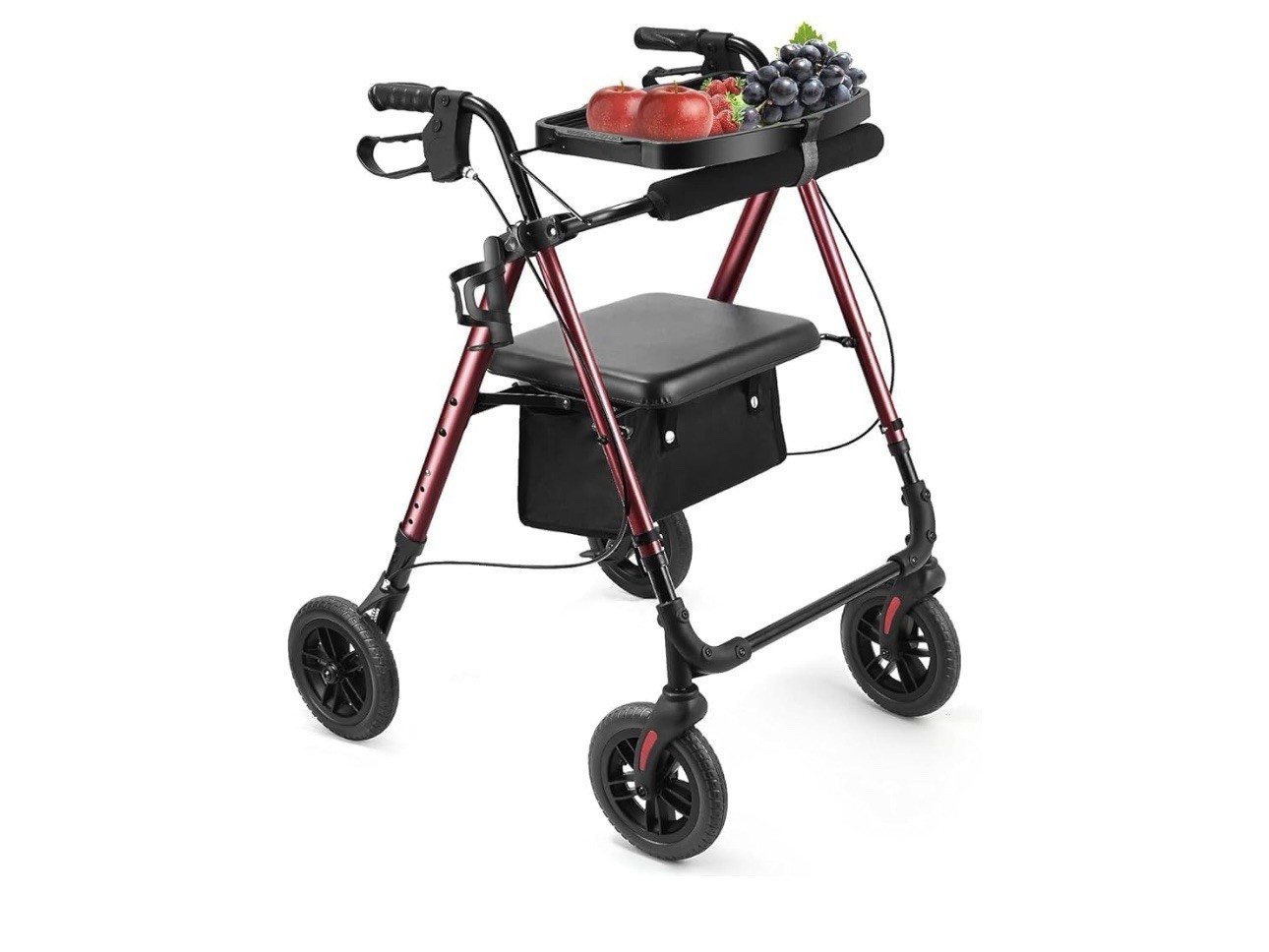 AMBLISS Aluminum Rollator Walker w/ Seat Foldable Lightweight Blue