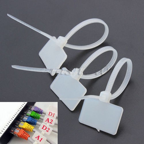 100Pcs Ethernet RJ45 RJ12 Wire Power Cable Label Mark Tags Zip Ties Write