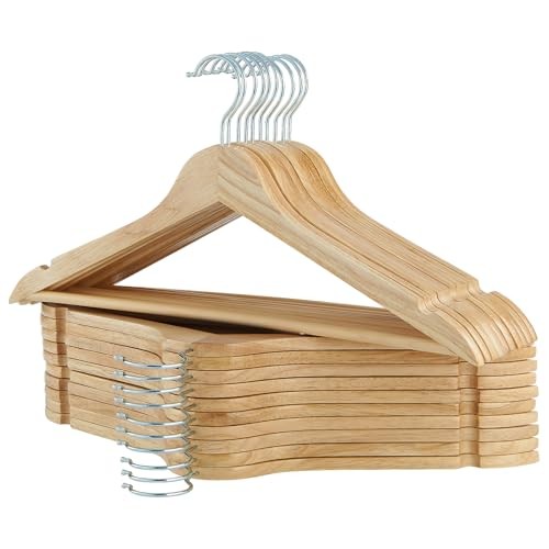 Solid Wooden Hangers Wood Suit Hangers with Extra Smooth 20 Pack Natural