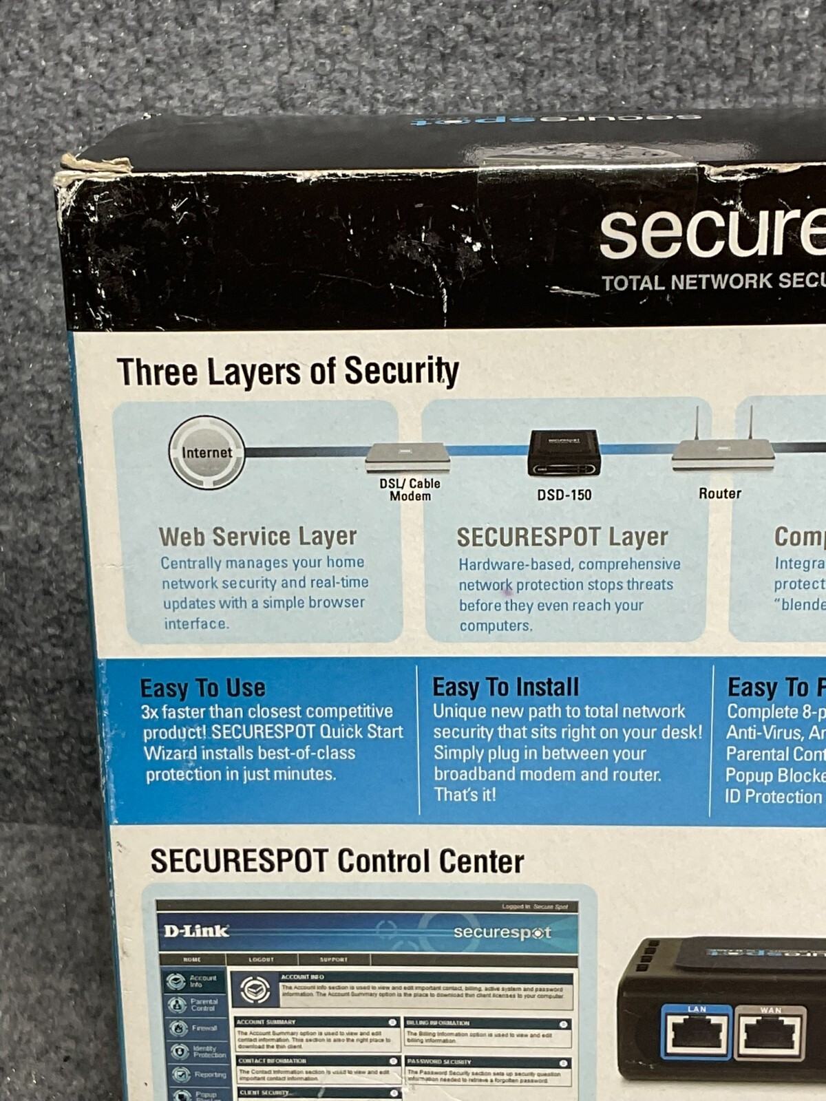 D-Link SecureSpot Internet Security Firewall 4 PC Used