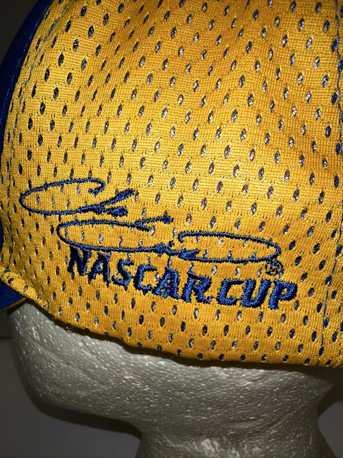 NAPA Racing Hat Cap Royal Blue Yellow Mesh Fabric Hook Loop Embroidered
