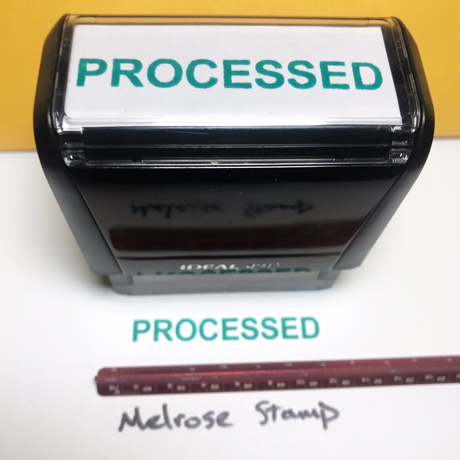 Processed Rubber Stamp Green Ink Self Inking Ideal 4913