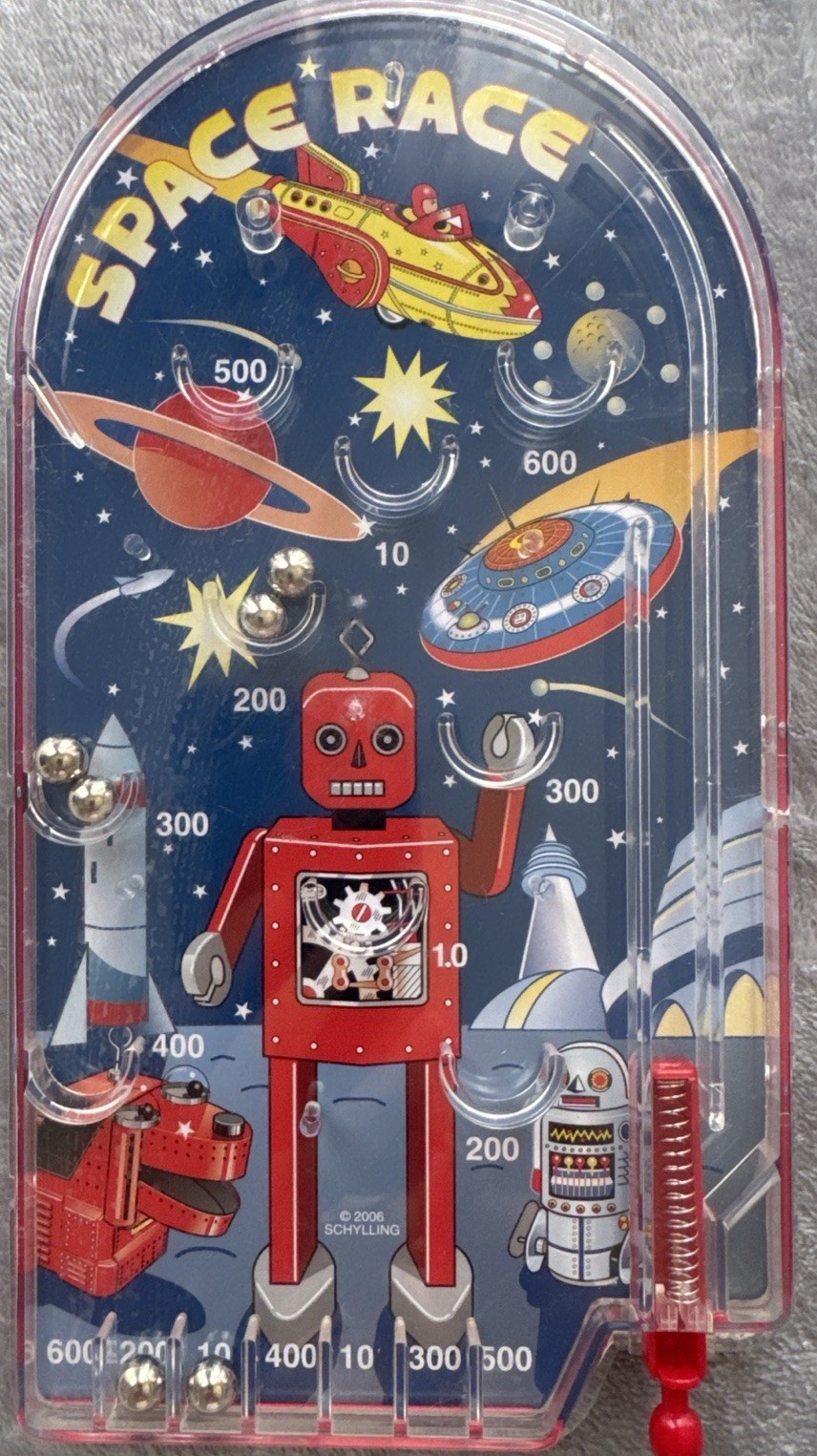 Schylling Space Race Pinball Game Retro Mini Arcade Toy 2006 Works