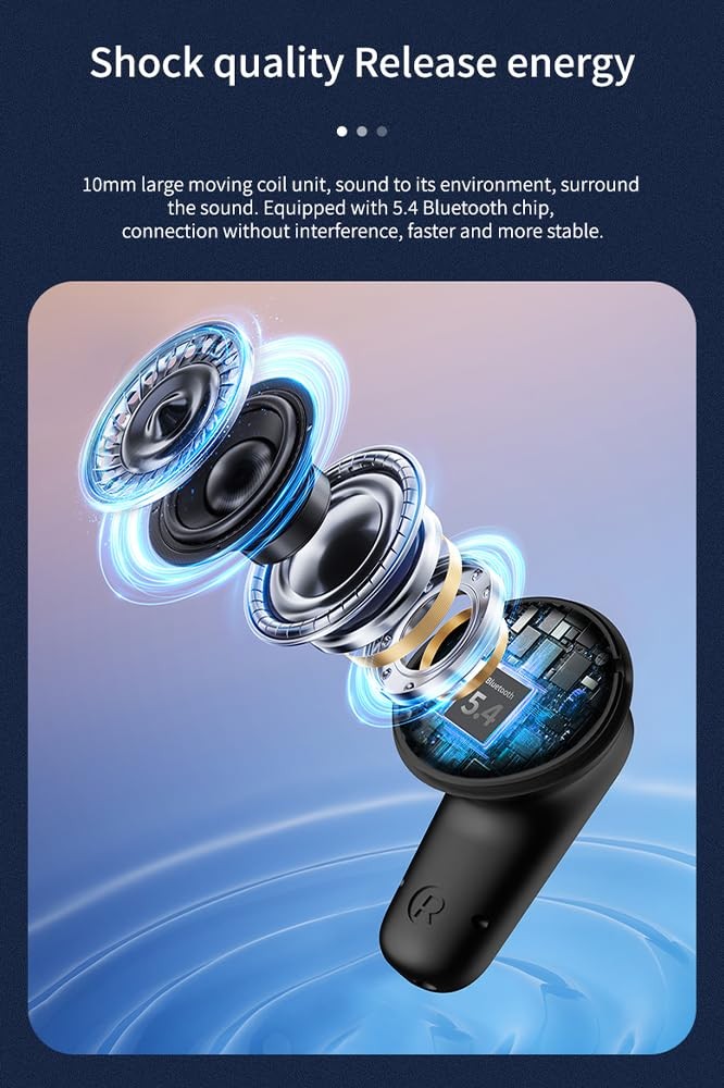 Wireless Earbuds Bluetooth Headphones ANC+ENC Ear Buds with Mic