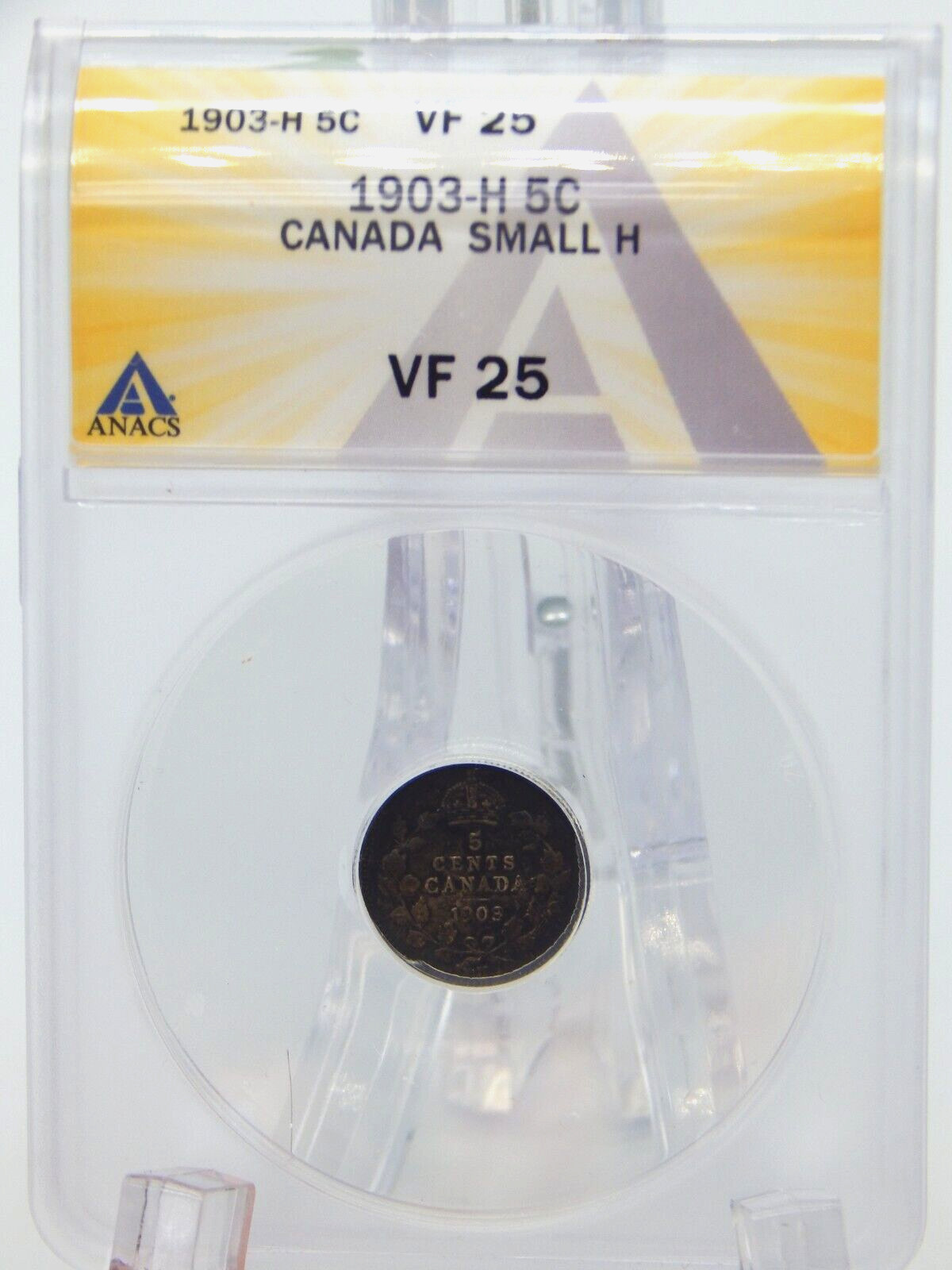1903-H CANADA 5￠ANACS Graded 5 CENT Coin vf25 'Small H'  (BT-293)