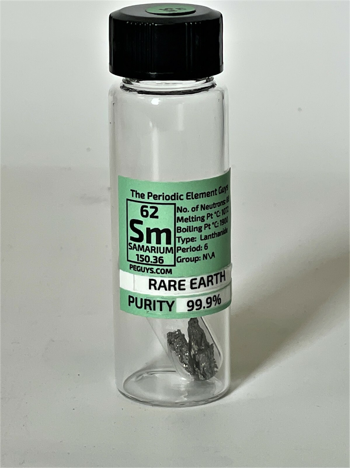 Samarium Metal  1 Gram 99.9% under Argon in Glass Ampoule in Labeled Vial