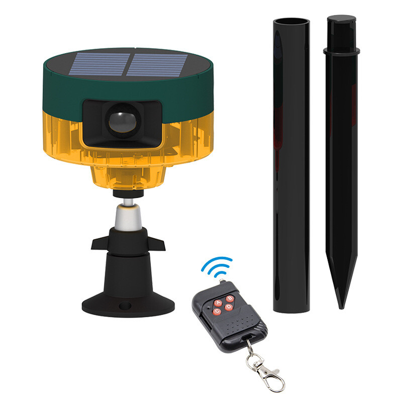 Solar-Powered Motion Sensor Alarm With IR Remote 130-dB Siren Recording Function