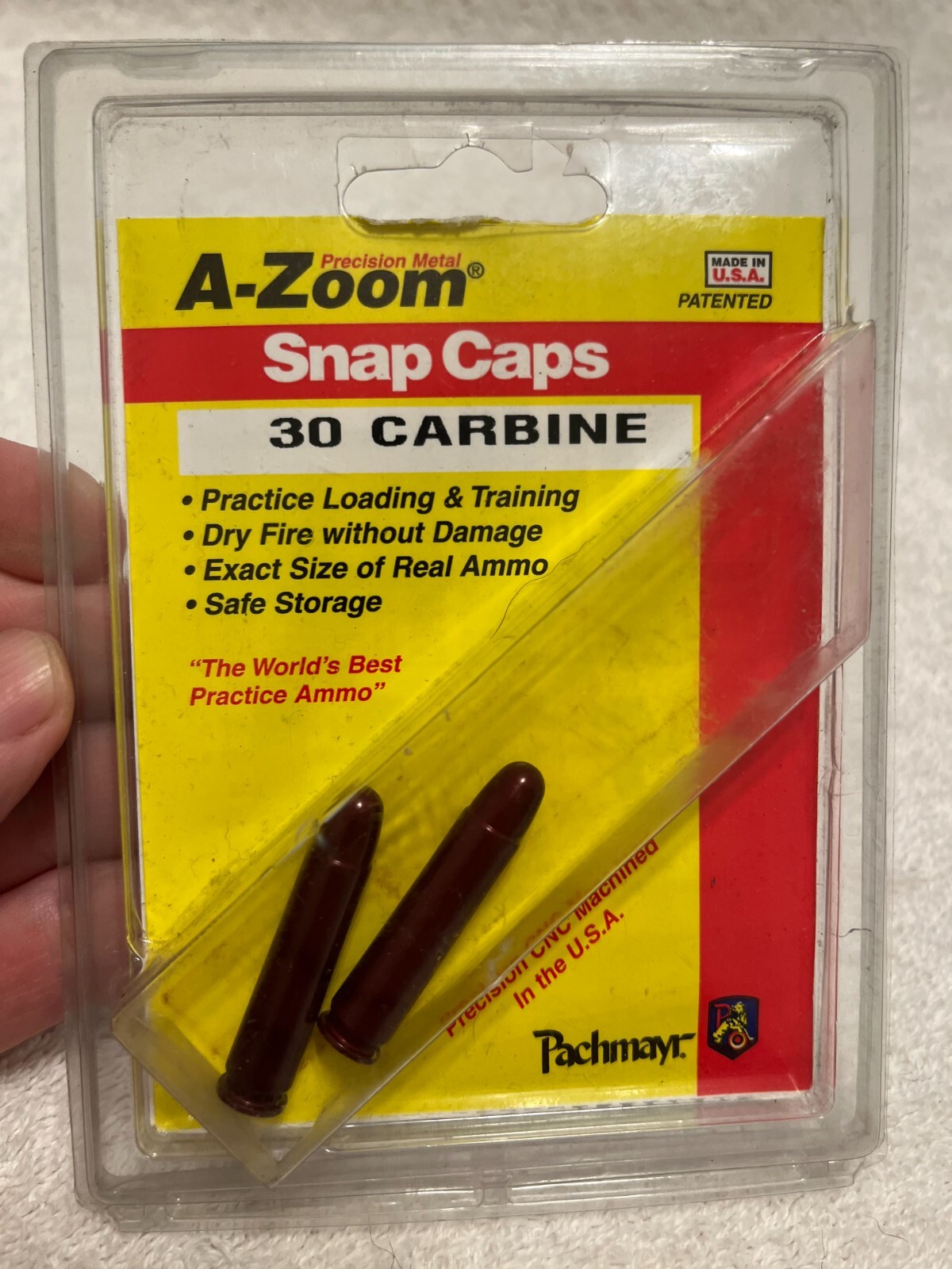 A-ZOOM  2 PACK .30 CARBINE RED DUMMY SNAP CAPS 12225