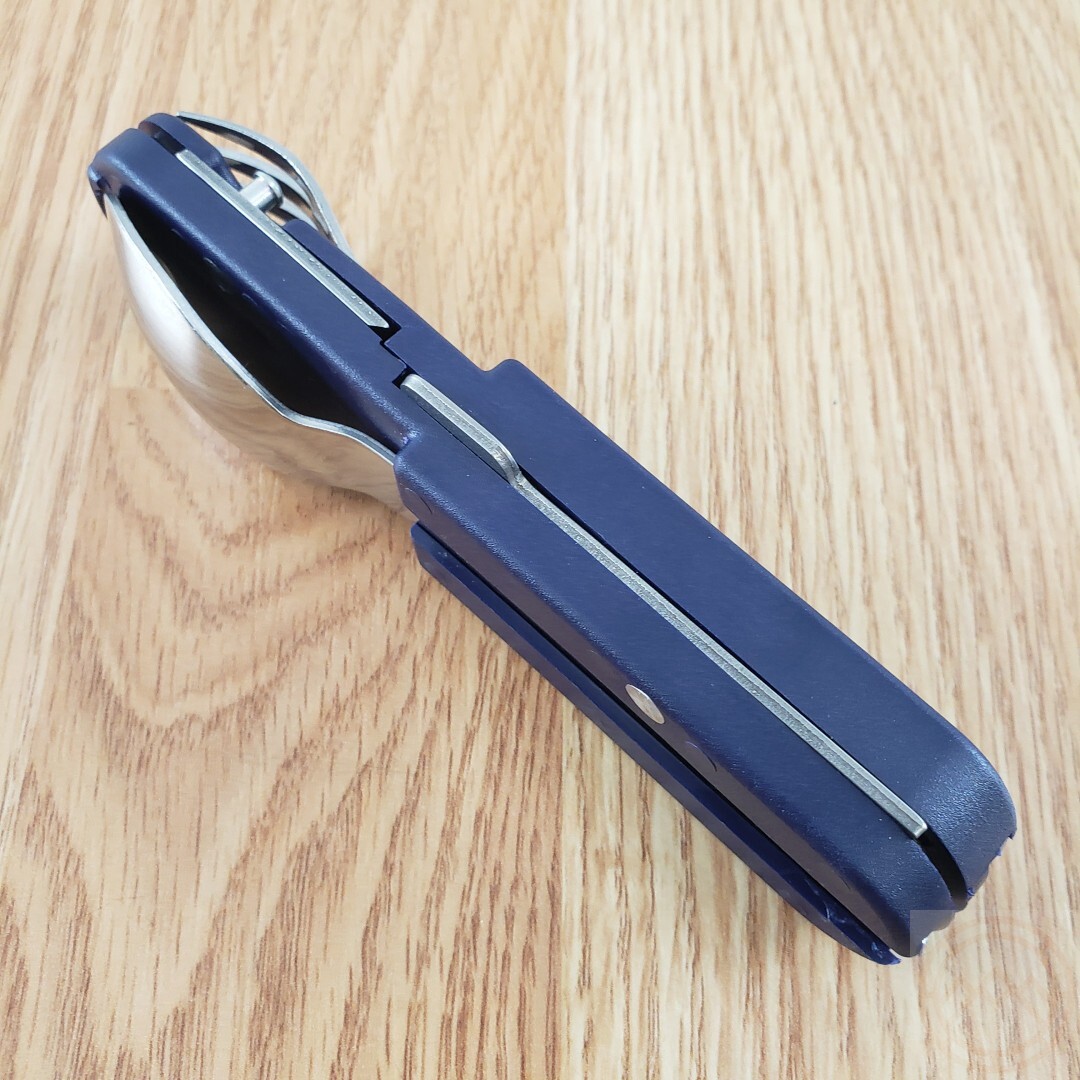 TB Outdoor Bivouac Multi Tool Corkscrew Large/Small Blade Spoon Fork Blue Handle