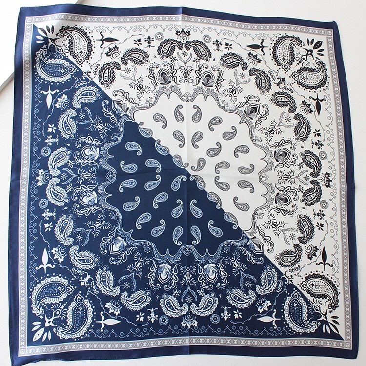 100% Silk 21" Square Scarf Women Kerchief Bandana Neckerchief Geometric Paisley