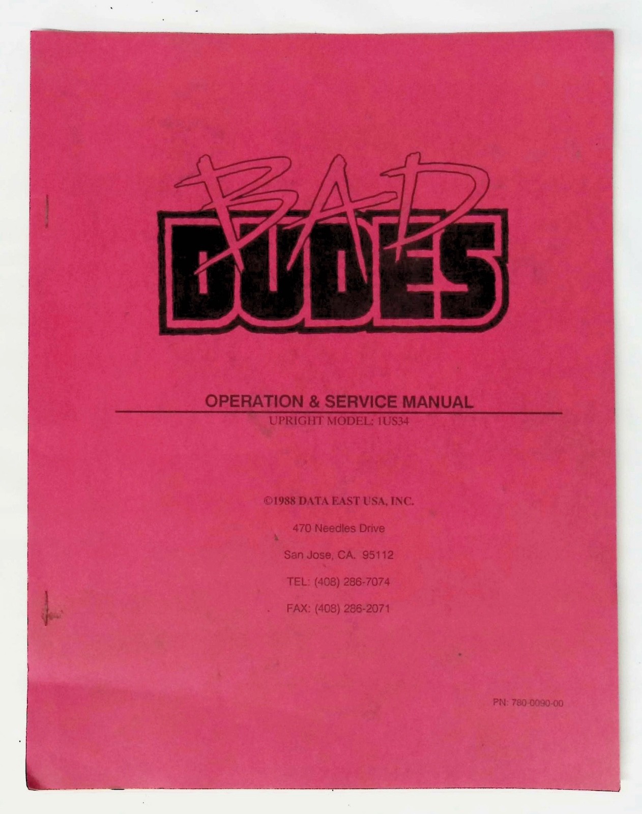 1988 Arcade Game Bad Dudes Operation Service Manual  Data East