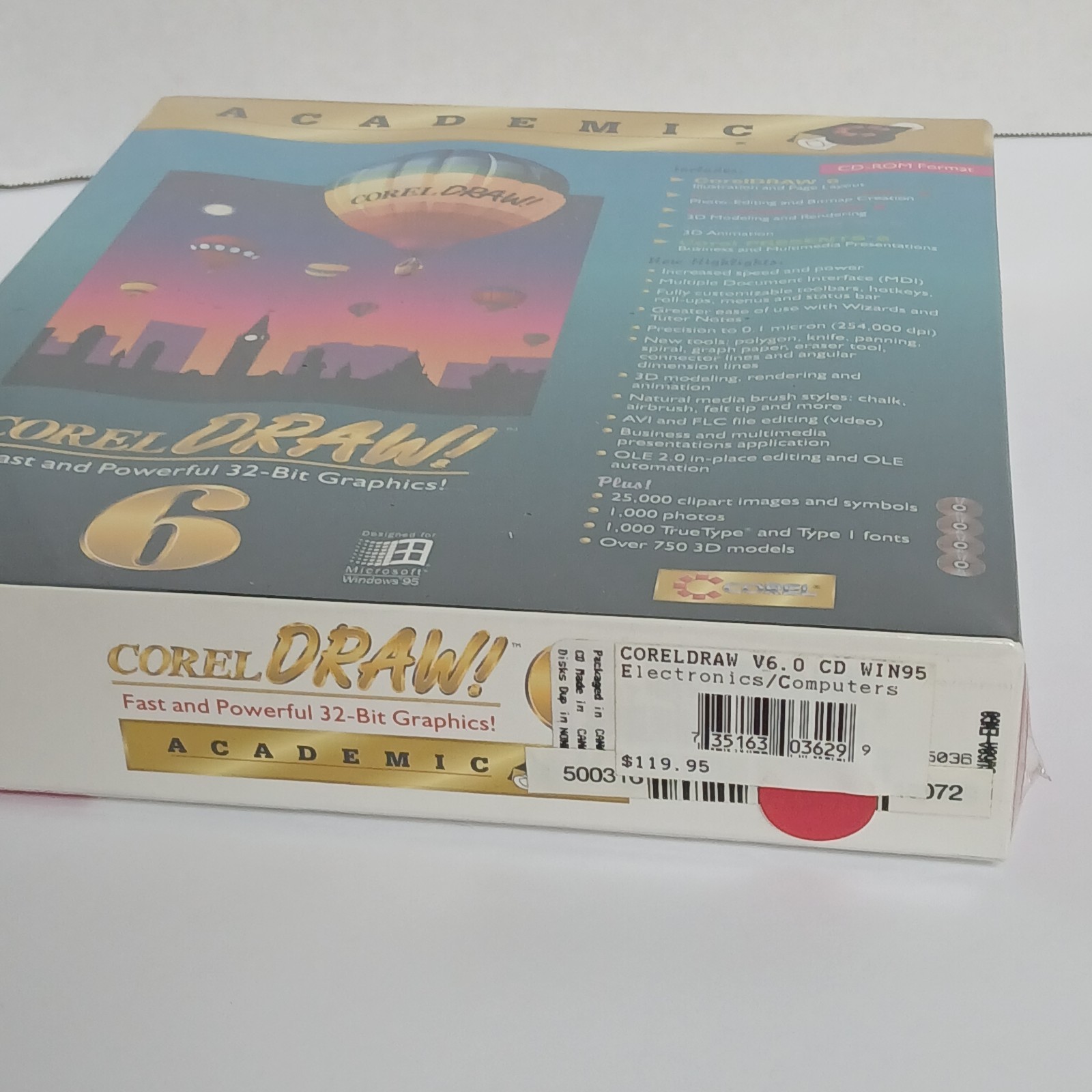 Corel Draw! 6 Microsoft Windows New Sealed Coreldraw Cd-Rom Vintage Academic