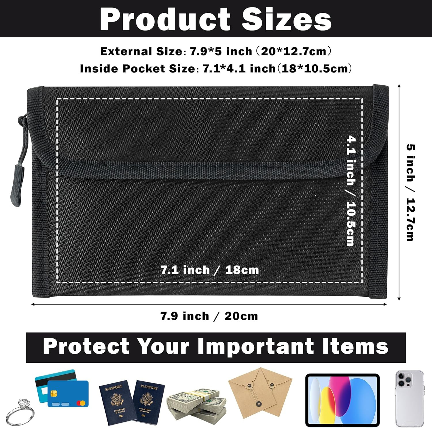 Fireproof and Waterproof Document Bag - 5200°F Resistant Money Storage Solution