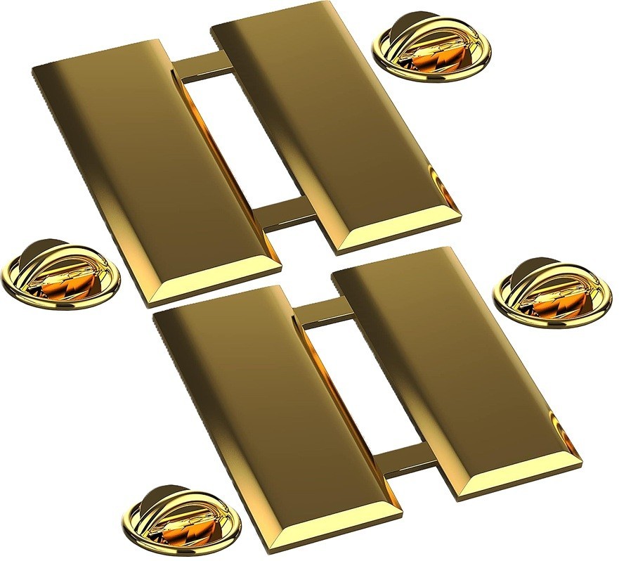 Police Captain Insignia Bar Set Gold Military Metal Collar Brass Rank Pins SET