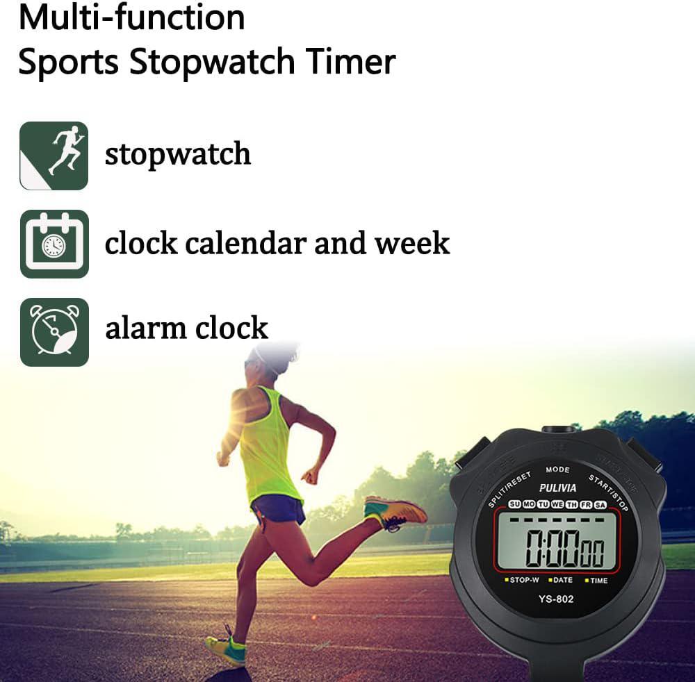 Stopwatch Timer Lap Split Digital Stopwatch With Clock Calendar Alarm, Large For
