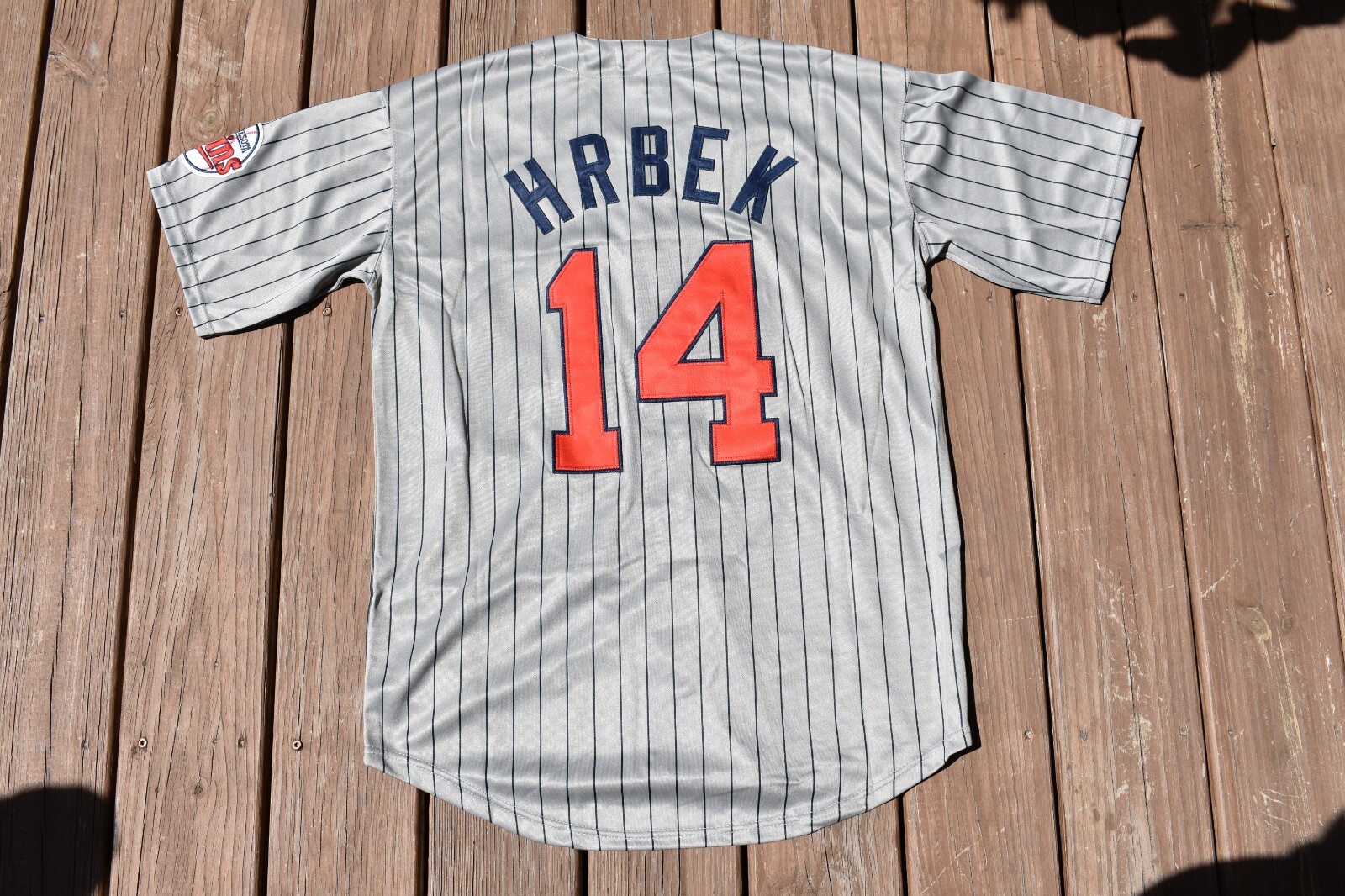 New Kent Hrbek Minnesota Twins Retro Gray Pinstripe Baseball Jersey Men's Medium