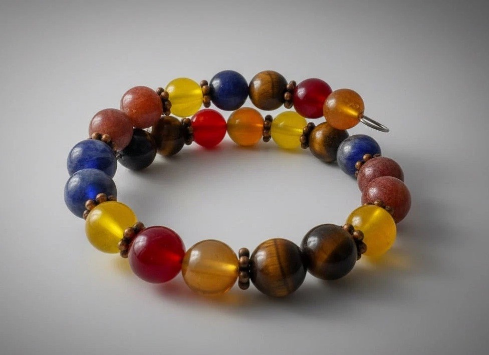 Sunstone, Citrine, Carnelian, Sodalite, Tigers Eye Gemstone Handmade Bracelet