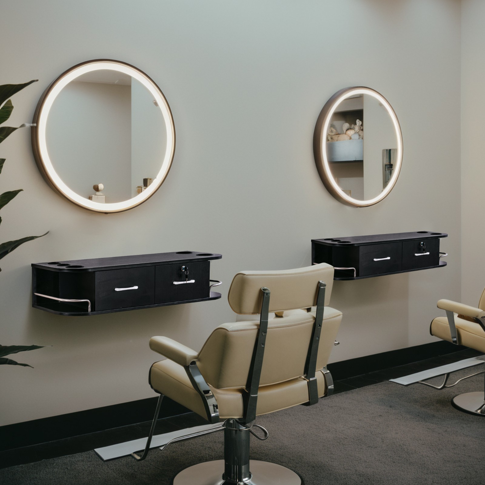 BarberPub Locking Wall Mount Styling Station Barber Salon Floating Equipment5012