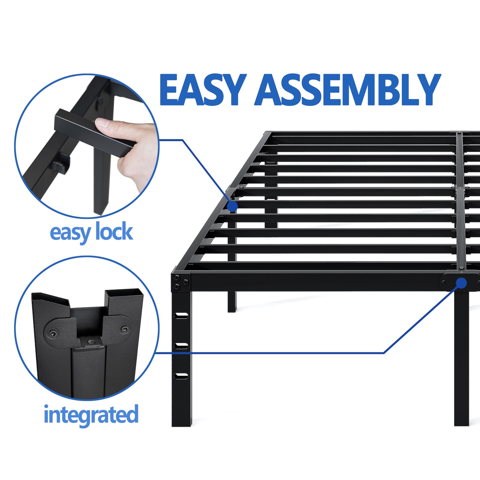 Metal Bed Frame,Queen Size Bed Frame with Storage Space,Heavy Duty Sturdy Mat...