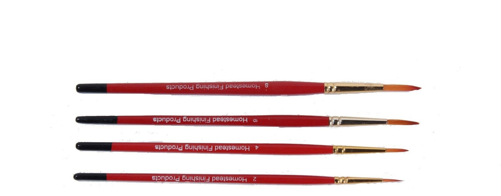 Set of 4 Golden Taklon Touch Up Brushes - Sizes #2, #4, #6, #8