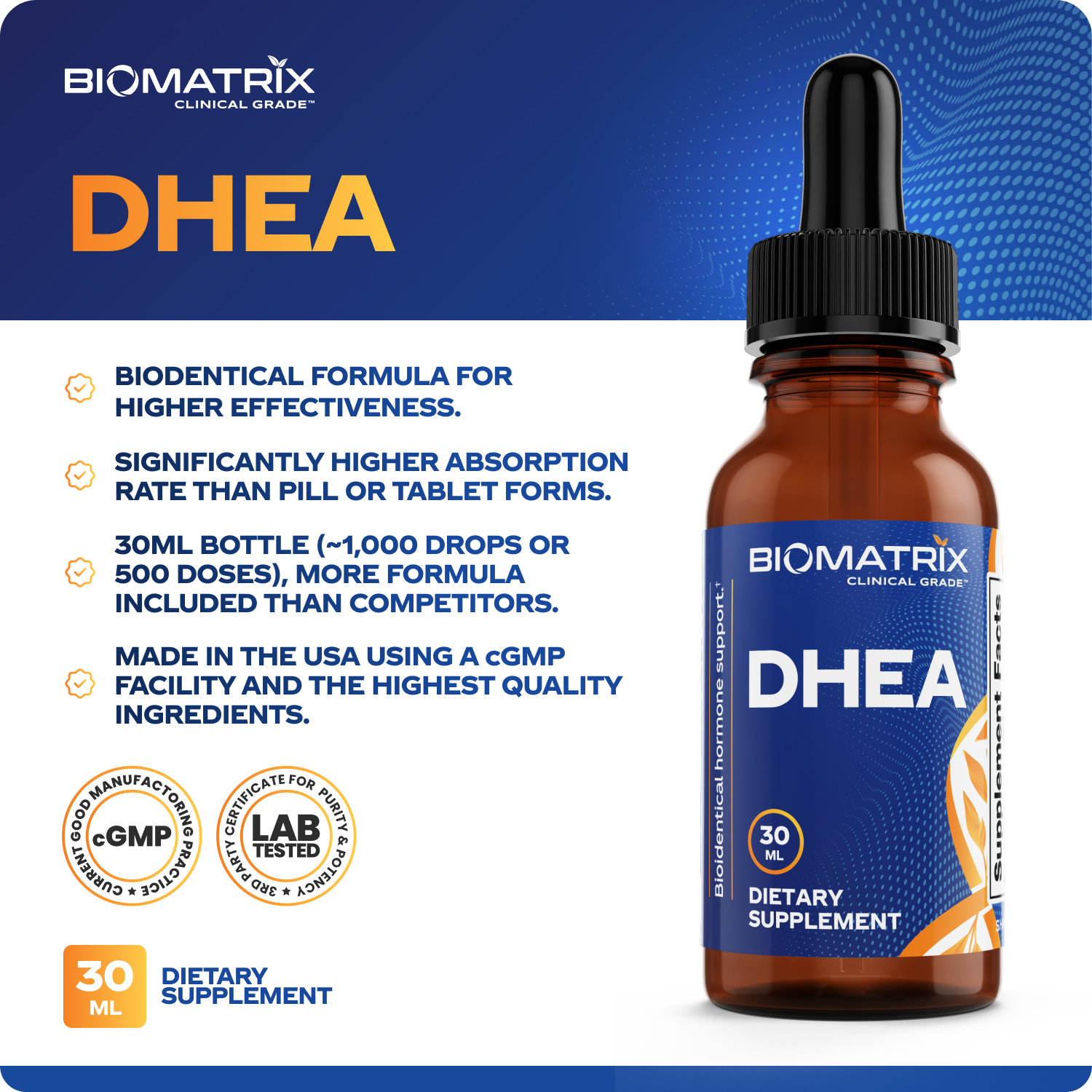 BioMatrix - DHEA (30 ml) - BHRT, Micronized, Bioidentical Hormone Replacement