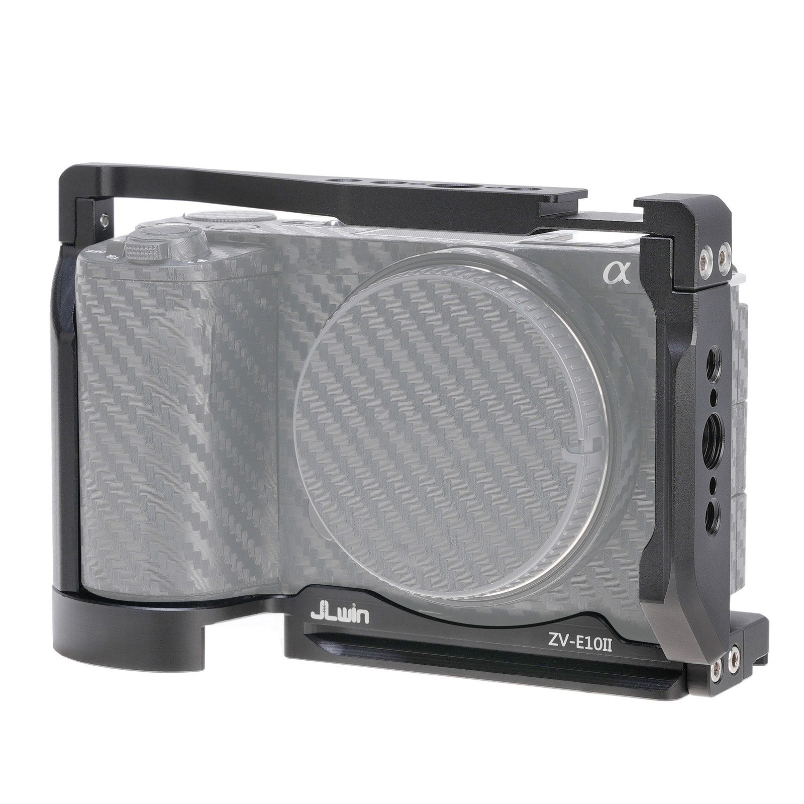 Black Camera Video Cage with Cold Shoe Mount for Sony ZV-E10II for Arca Mounting