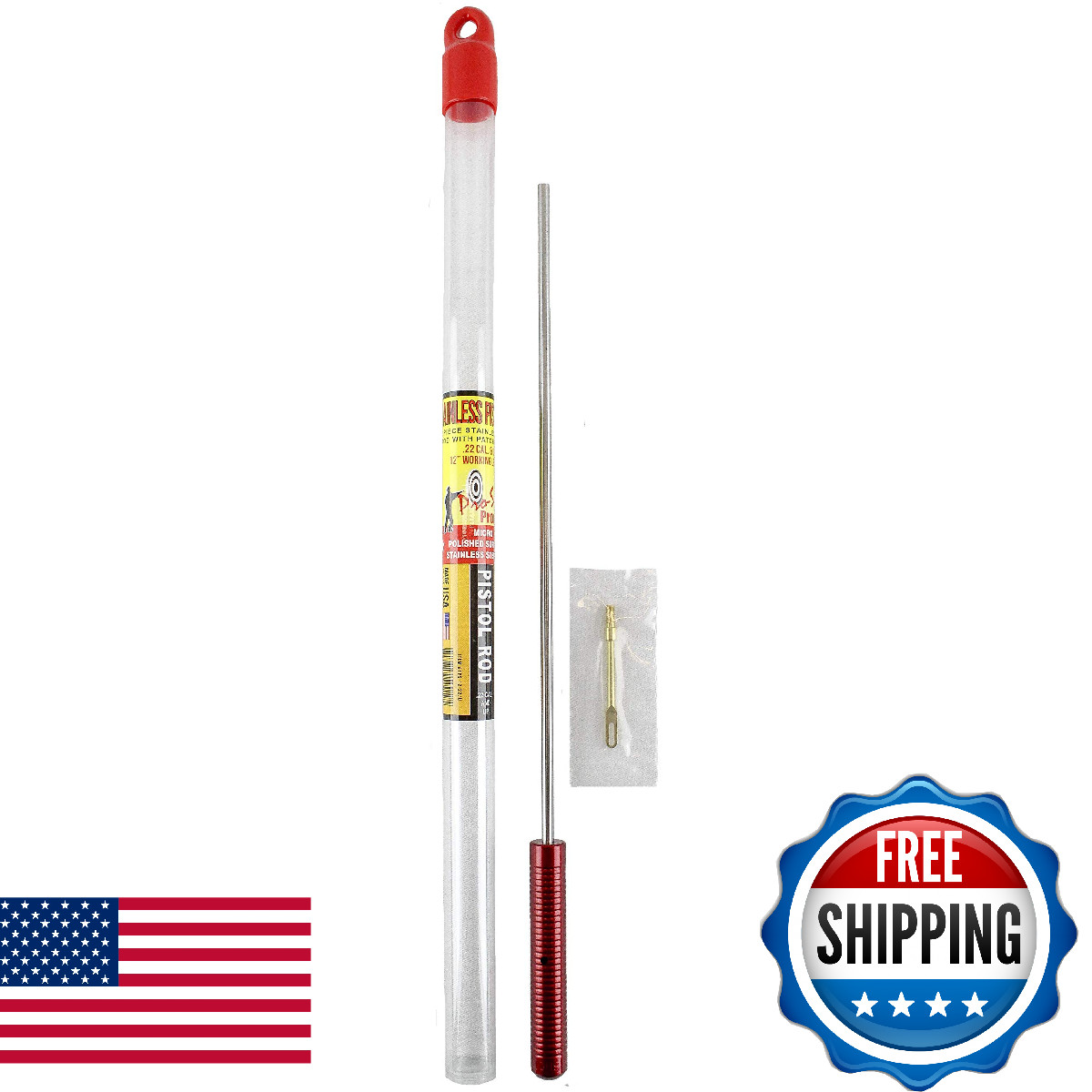 Pro-Shot 12" Pistol .22 Cal & Up Cleaning Rod: Micro-Polished Stainless Steel