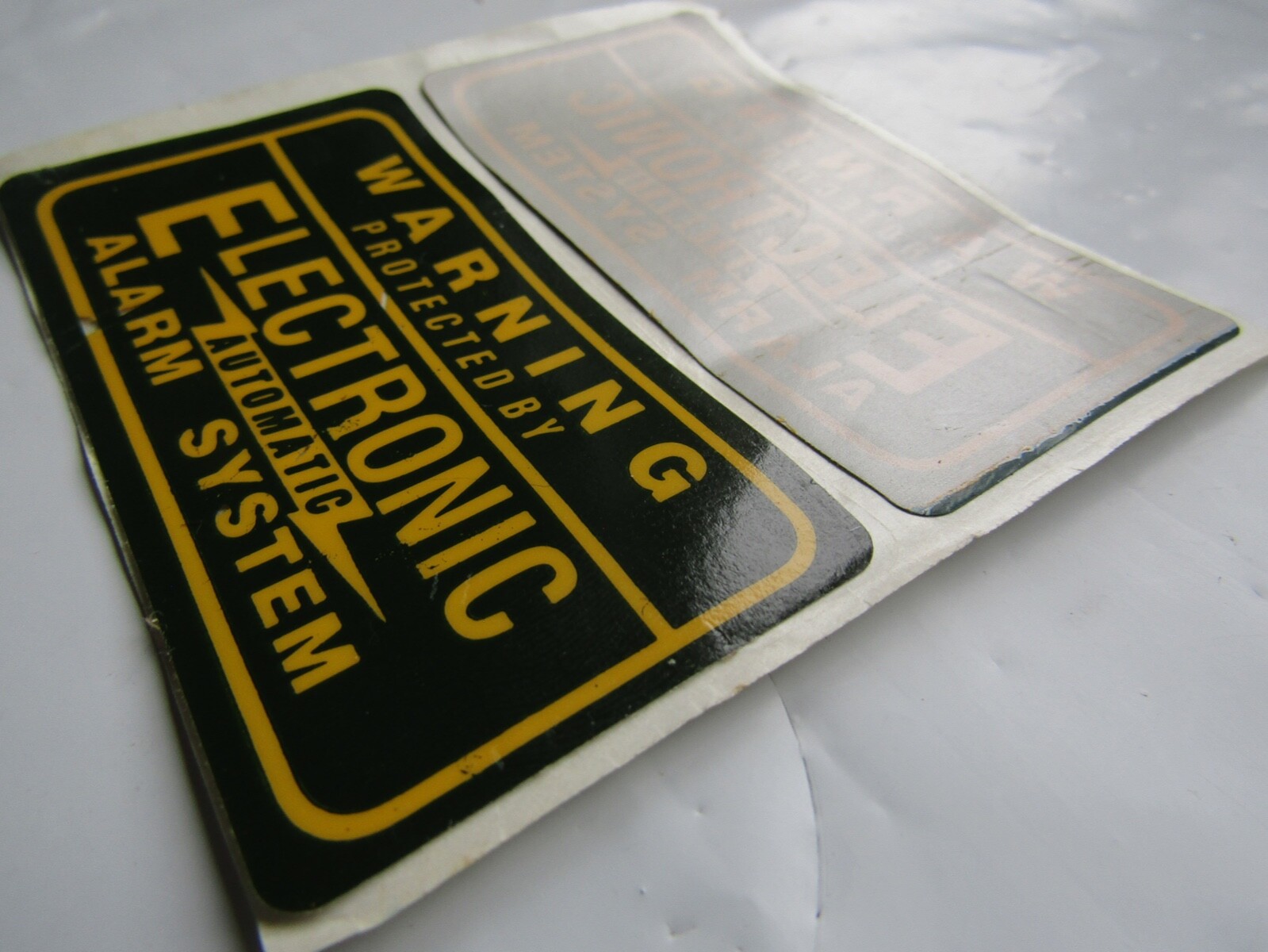 Warning Protected By Electronic Automatic Alarm System Decal Sticker Vintage